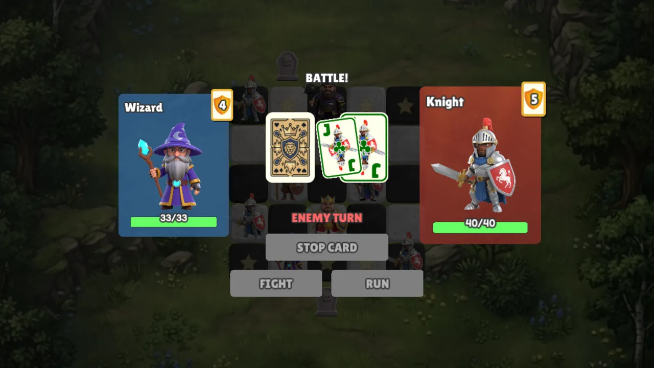 Cards spin like a roulette wheel. Tap to stop the draw.